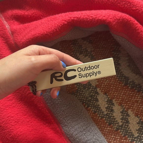 NWT RC Outdoor Supply Sherpa Fleece Collared Pullover in Red & Grey large - Picture 8 of 10